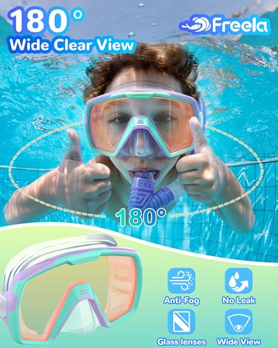 Kids Dry Top Snorkel Set Mask Snorkeling Gear Anti-Fog Scuba Diving No Leak - image 4