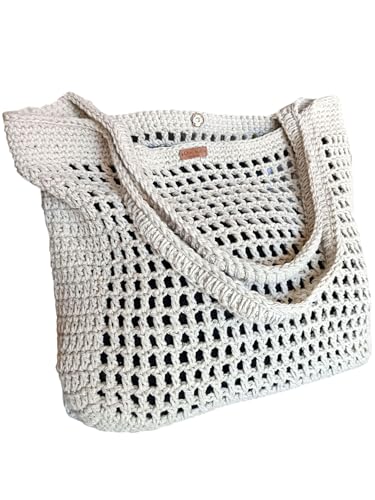 Bolsa Crochê feminina Praia Ombro Barbante (Areia/cru)