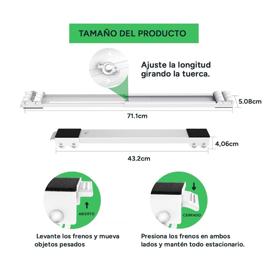 fico Base ajustable para lavadora con ruedas, Base de Lavadora Secadora con freno reforzado, Soporte móvil extensible, Base para Refrigerador, Muebles o Secadoras con 300 KG de capacidad