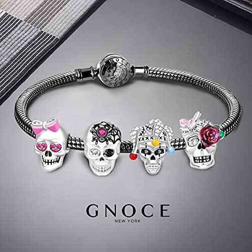 Image of GNOCE Skull Pendant Charm Silver Dangle Charms Bead fit Bracelet /Necklace Jewelry Gift for Women Men