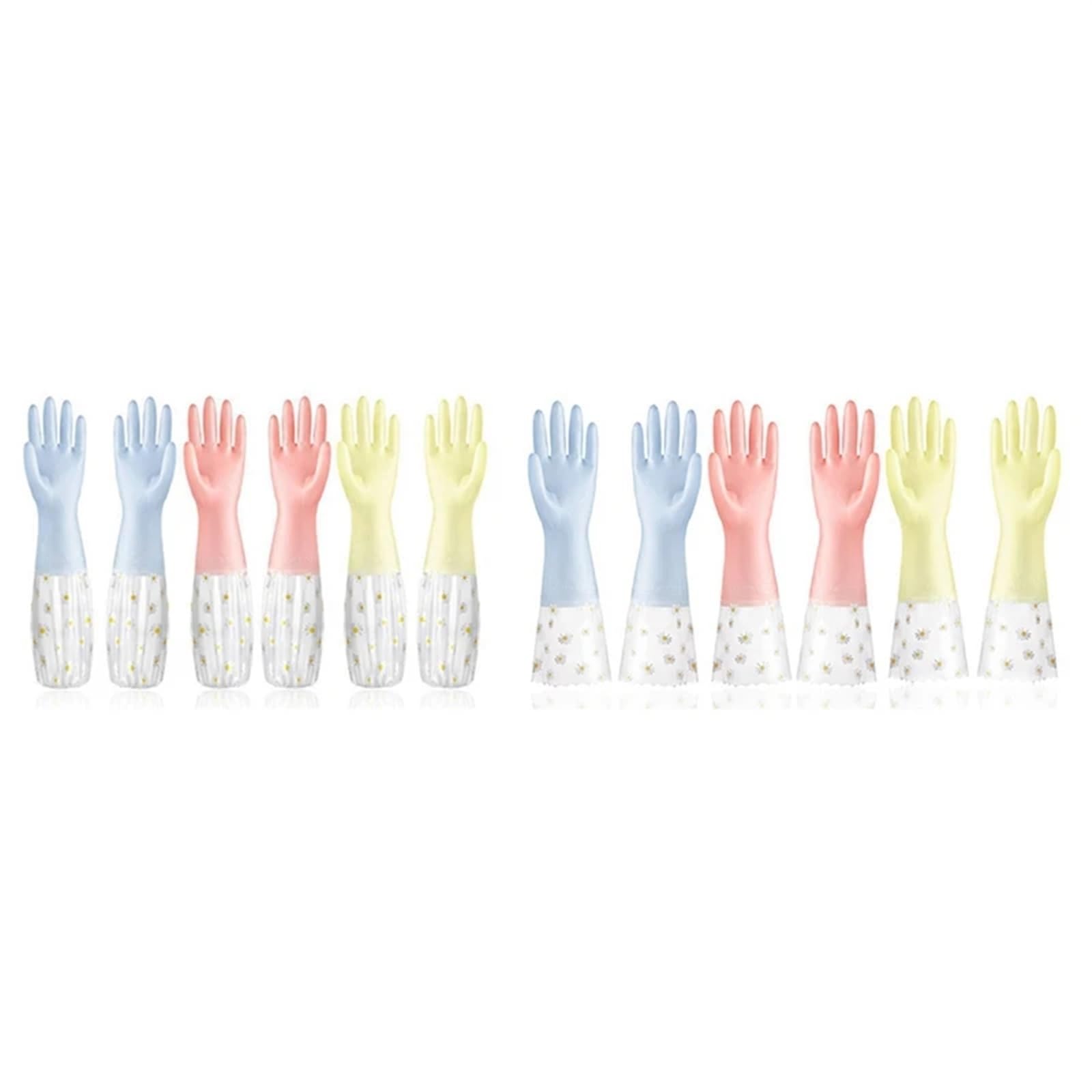 Guanto di Gomma 3 Paia di Guanti for la Pulizia dei Piatti, Guanti di Gomma riutilizzabili, Guanti Antiscivolo for Lavanderia, Cucina, Giardinaggio, casa(Random Color 42cm)