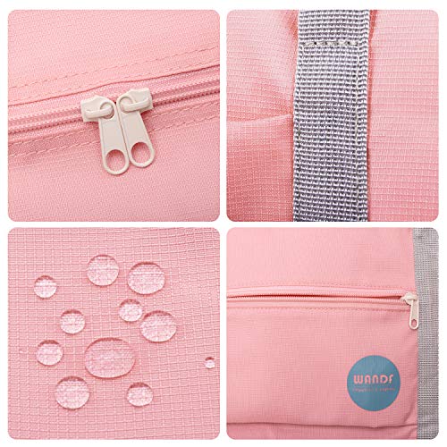 Wandf Foldable Travel Duffel Bag Luggage Sports Gym Water Resistant Nylon (Coral Pink)