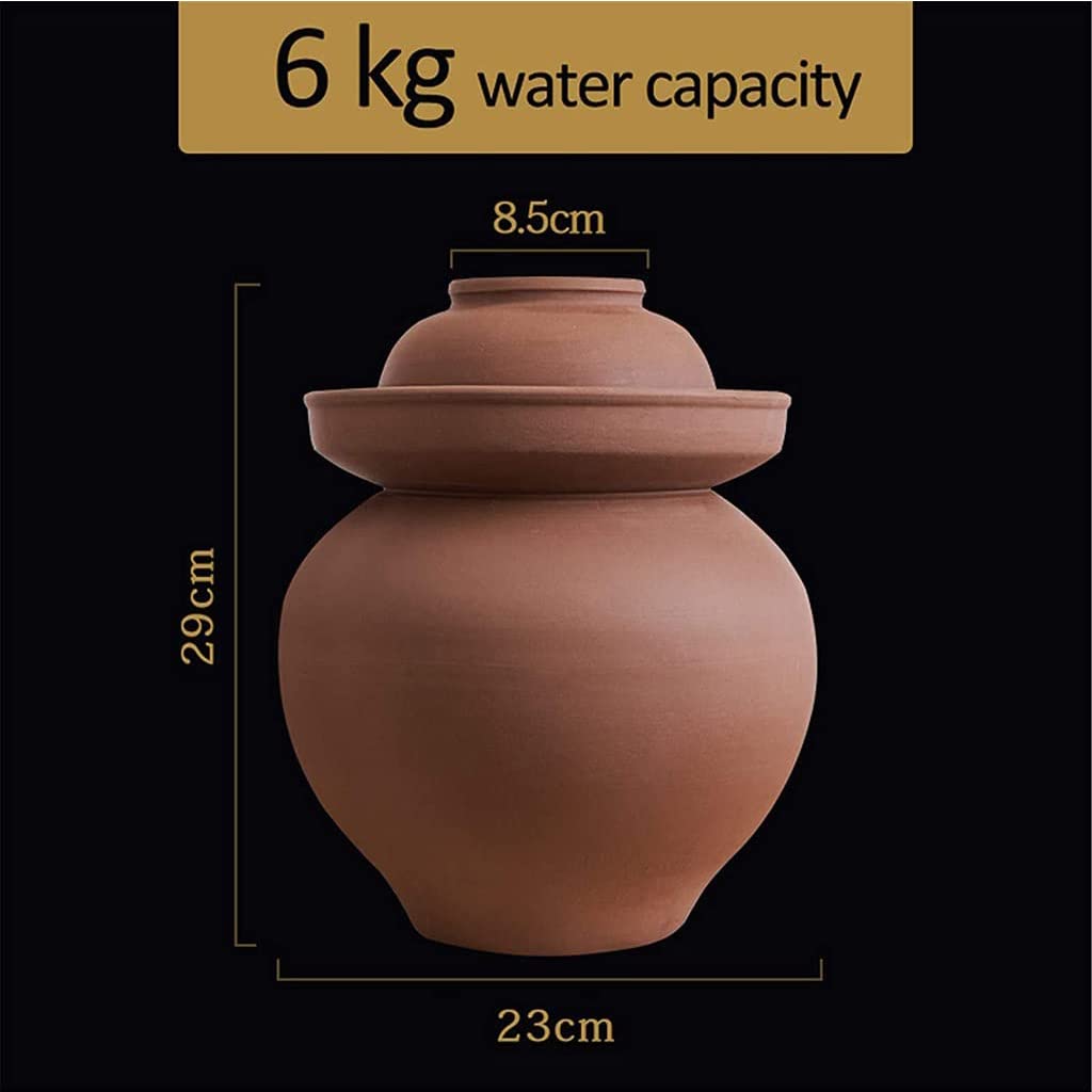 Tarro de fermentación de cerámica engrosada grande, tarro de decapado de porcelana púrpura, olla de kimchi con tapa Almacenamiento de alimentos de cerámica, sello de agua for el hogar fermentaci