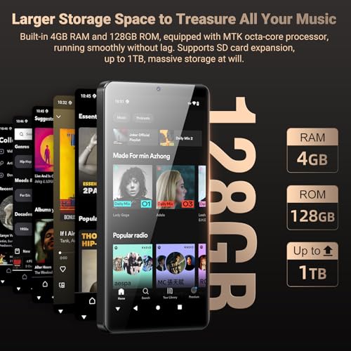 image for Oilsky 128GB MP3 Player with Bluetooth and WiFi, Android 13.0, 5.5