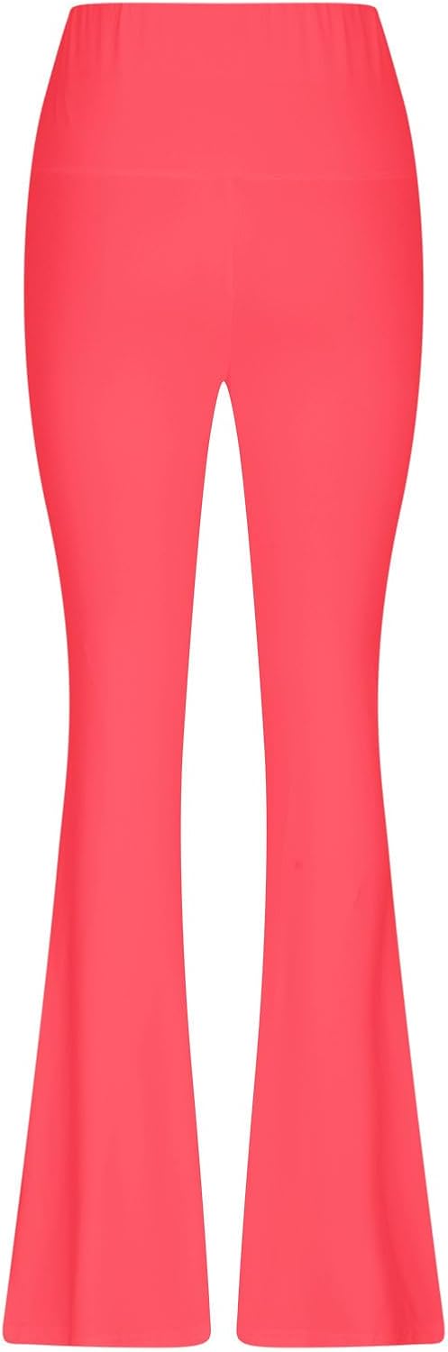 Ladies Flare Leg Yoga Pants High Waist Stretch Solid Color Trousers Bell Bottom Stylish Leggings Workout Gym Tights