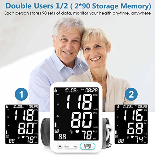 Daosvo Blood Pressure Monitor - Blood Pressure Machine Upper Arm With Large Adjustable Cuff, Automatic Upper Arm Machine With Large Backlit Display, Irregular Heartbeat Detector, 180 Set Memories #TOP5