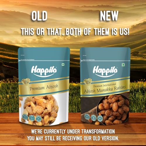 Image of Happilo Premium Abjosh 200g, Natural Munakka Dry Fruits Large Golden Raisins, Naturally Sweet, Tasty & Healthy Snack, No Artificial Flavour (Pack of 2)