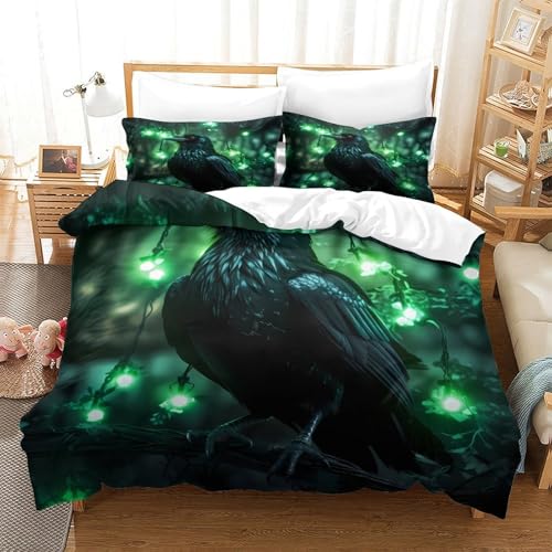 Housse de couette corbeau mystique lit simple en microfibre gothique - 3