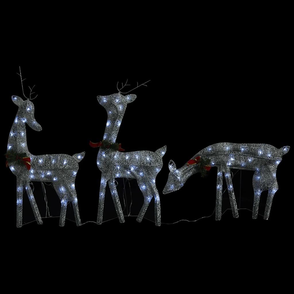 lichterkette,lichterkette batterie,led lichterkette,LED-Rentiere Weihnachtsdeko 270x7x90 cm Silbern KaltweißGeeignet für Patio, Schlafzimmer, Wohnzimmer, Weihnachten