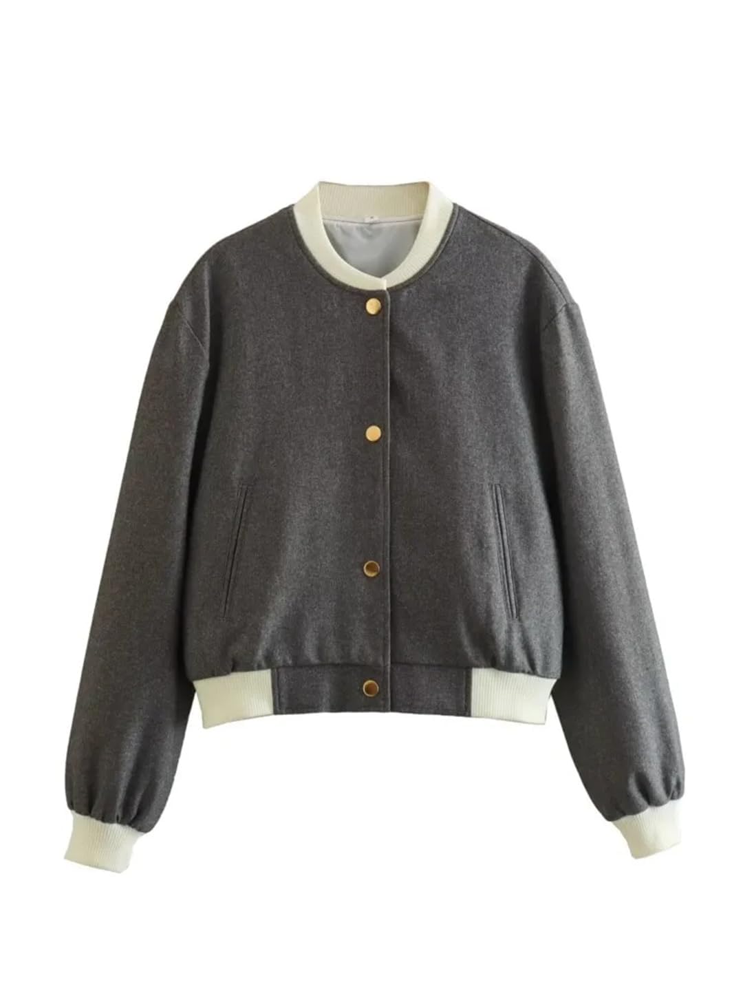 Generisch Chaqueta bomber de béisbol para mujer, estilo informal, versátil, recortada