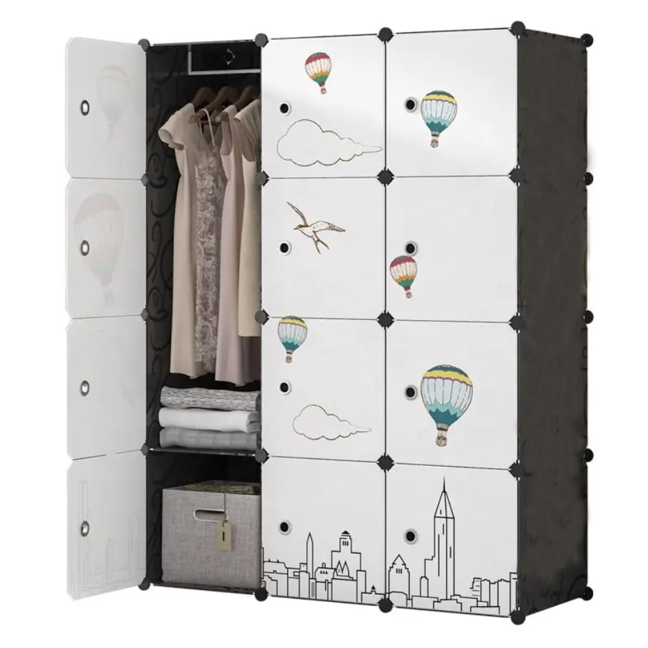 Homeland Design Your Heritage Wardrobe for Bedroom, Living Room and Office| Plastic Soft Sheet Storage Rack Closest Organizer for Clothes Kids Small Accessories (12-SHELF-9-DOOR, Navy Blue)-image-23