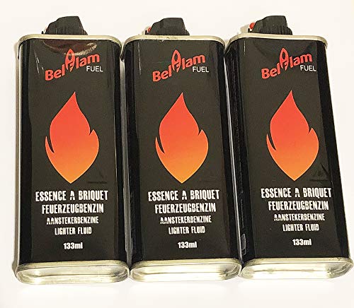 Lot de 3 Recharge Essence Briquet Zippo Compatible 133ml Belflam Cover