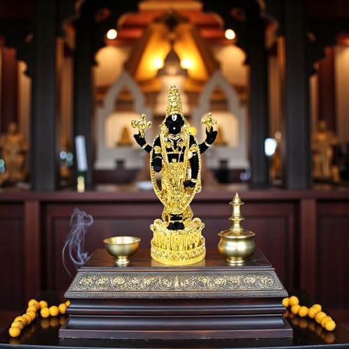Image of S2S Gold Plated Premium Balaji Statue for Car Dashboard, Pooja Room & Home Decoration | Decorative Idol for Gifting & Spiritual Decor