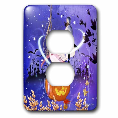 Halloween Ghost and Pumpkin cache prise double 2 prises de courant déco murale - 2