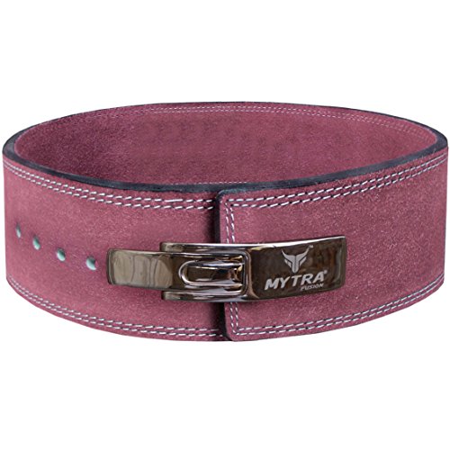 Mytra Fusion Leather Weight Lifting Power Lifting Back Support Belt Weight Lifting Belt Men Weight Lifting Belt Women Weightlifting Belt (Small, Pink) - Thumbnail 5