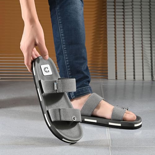 Image of DOCTOR HEALTH SUPER SOFT Men's Casual Slippers with Soft Cushioned Sole, Double Strap with Toe Loop Design, Lightweight Anti-Slip Everyday Wear Slippers for Home and Outdoor Use