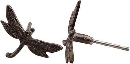 Indian Shelf Paquete de 2 pomos de cajones antiguos surtidos, pomos de hierro para gabinetes de cocina, tiradores de cajones de animales, pomos de