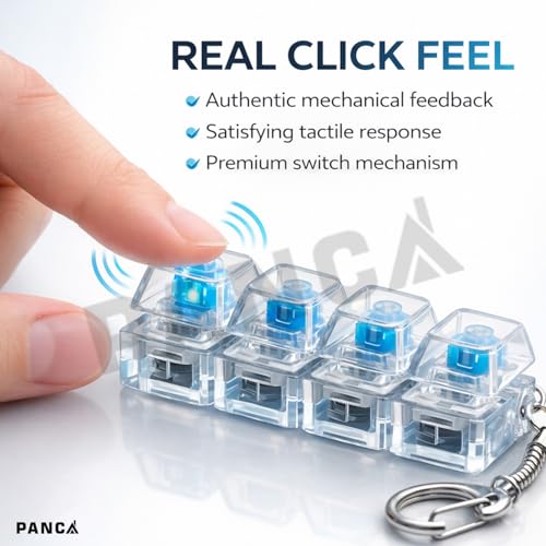 Image of PANCA Transparent Mechanical Switch Fidget Keychain for Stress Relief | Clicky Desk Toy for Adults | Portable EDC Keyring Gadget for Office, Travel & Daily Use with Tactile Feedback