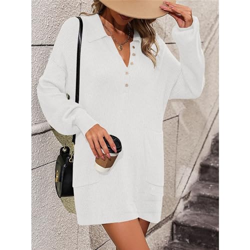 Robe pull-over mince col en V pour vos sorties chics en ville