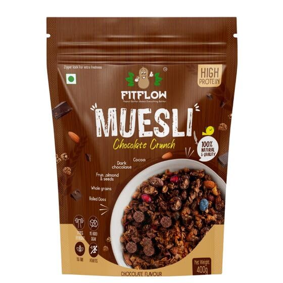 Fitflow Chocolate Crunch Muesli 400g Rich Protein No Added Sugar Dark Chocolate Fruit, Almonds & Seeds Nutritious Breakfast (B0CX5GDS7M) Amazon Price History, Amazon Price Tracker