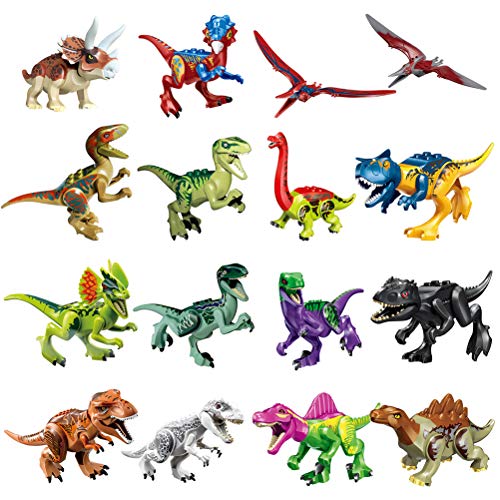 Odowalker Jurassic Dinosaur Toys Assembled Puzzle Small Particle Building Blocks Carnivorous Herbivorous Mini Dinosaur Large Collection 16Pcs Removable Chin Wings And Tail #TOP3