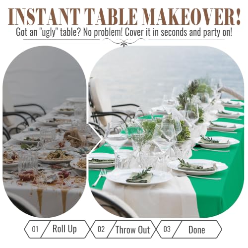 Image of Disposable Tablecloth Roll, 54In x 300Ft Plastic Table Cloth Disposable