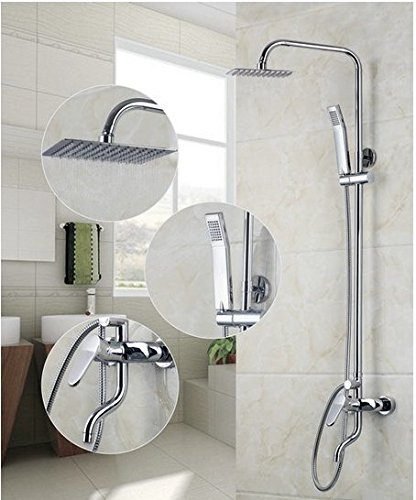 Set de douche avec pommeau pluie 20,3 cm Gowe Style en chrome haute brillance