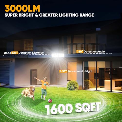 Image of MDCMDCM Solar Lights Outdoor Waterproof Motion Sensor - 416 LEDs 3000 Lumens Super Bright 3 Brightness 3 Modes 360 Illumination 32ft Solar Flood Security Light for Outside (1, 13.8x5x5.2inch)
