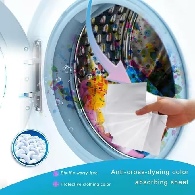 PREZONE 50 Sheets Clothes Color Absorb Paper for Washing Machine | Colour & Dirt Catcher anti-String Dyeing Laundry Paper Color Absorption Paper Wipe 4