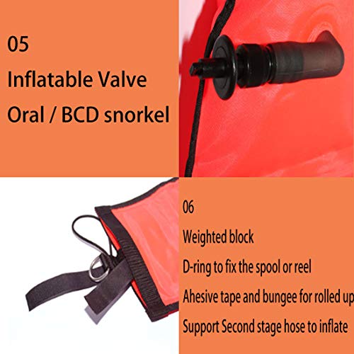 Dsmb 4Ft Surface Marker Buoy With 100Ft Finger Spool Reel Diver Below Signal Flag Tube Scuba Diving Equipment Open Bottom Set (4Ft) #TOP3