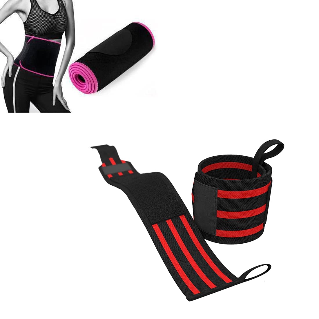 FIT DIV™ Wrist Support Band/Wraps with Thumb Loop Strap & FIT DIV™ Adjustable Sweat Fitness Waist Belt Trainer for Back Support, Sweat Wrap, Sweat Enhancer, Weight Loose..-image-49