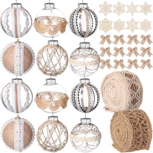 Aoriher 36 Pcs Farmhouse Christmas Ornaments Set Rustic Christmas...