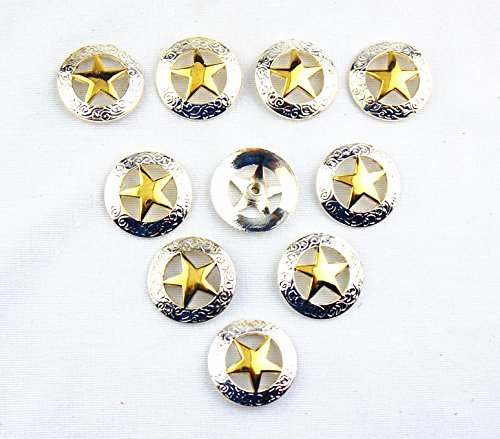 Magic Show 10pcs Western Silver&Gold Texas Star Saddle Conchos 3Cm TO183 by Magic show
