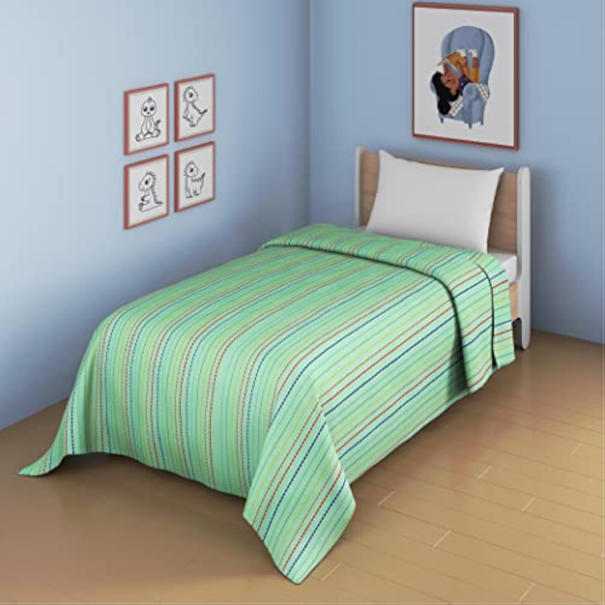 100% Bamboo Cotton Single Size Bedsheet, Sea Green