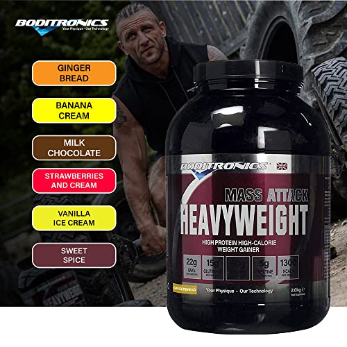Boditronics Mass Attack Heavyweight Mass Gainer Powder for High Protein and High-Calorie Weight Gainer Protein Powder with 5g Creatine, BCAA, Glutamine and Beta Alanine (Gingerbread) - Image 6