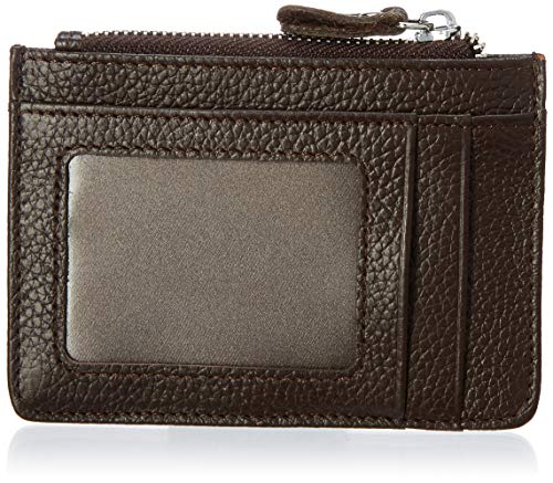 ZHOMA RFID Blocking Genuine Leather Wallet - Credit Card Holder with Key Ring and ID Window - Coffee