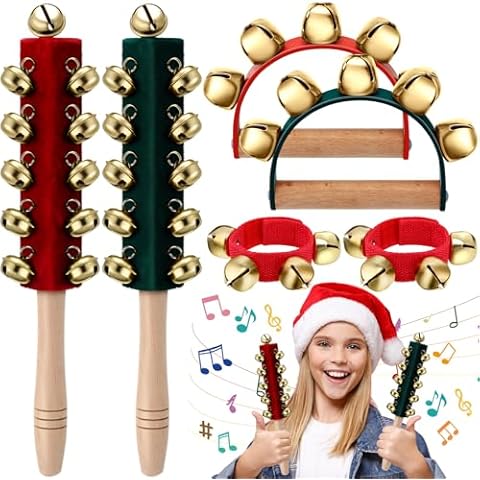 Boao 6 Pcs Christmas Hand Jingle Bells Cover