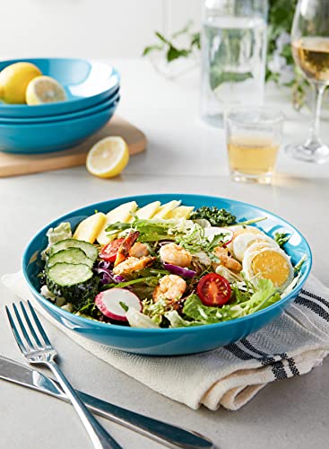 Sweese 113.107 Porcelain Large Salad Pasta Bowls - 45 Ounce 1.3 Quart - Set of 4, Steel Blue - Image 3