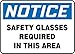 Accuform Notice Safety Glasses Required in This Area (MPPA802VA)
