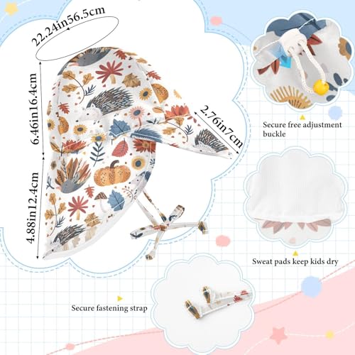 Jungle Animals Hedgehog Pumpkin Wildflower Toddlers Sun Hat Boys Bucket Hats Girls UPF 50+ Protection Adjustable Travel Essentials4