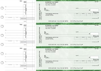 ABC Manual Checks for Business 3 on a Page with Stub Voucher, 500 Checks Green