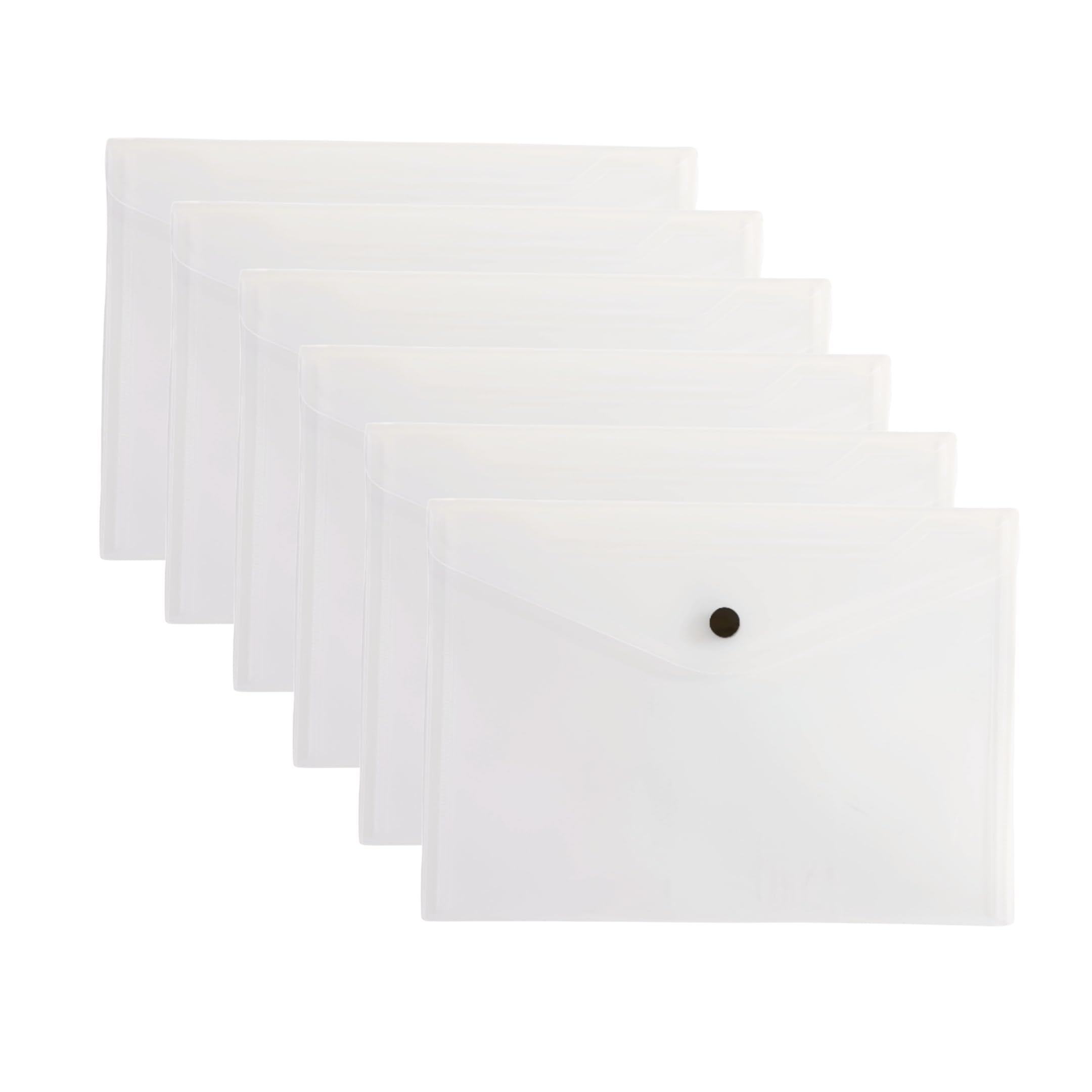 Pack of 20 Janrax A5 Clear Document Wallets - Button Stud Folder - Office and School Supplies