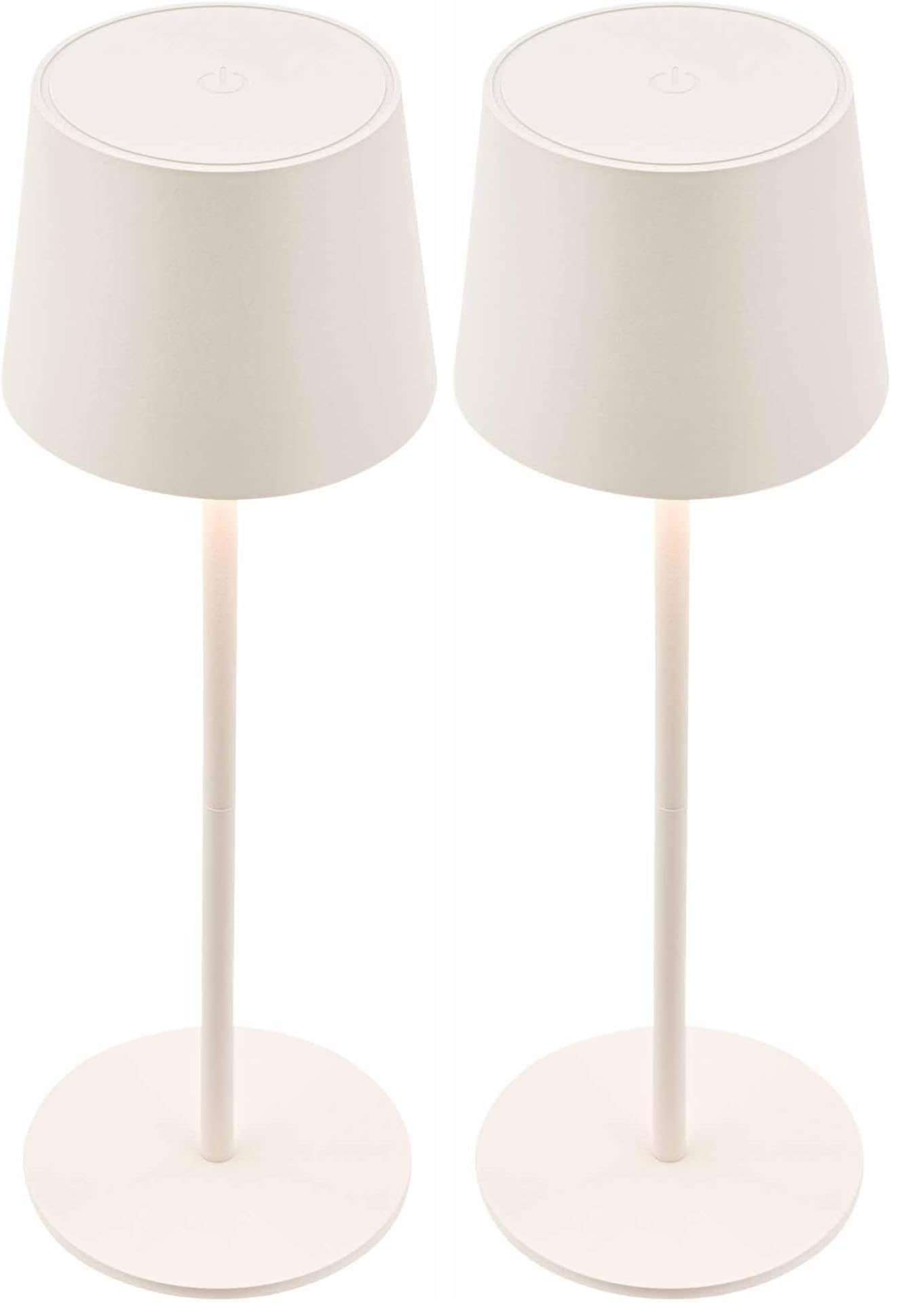 Briloner - Lampada da tavolo LED senza fili IP44 con touch, dimmerabile, batteria e sorgente luminosa sostituibili, da comodino, campeggio, per esterni, 11 x 33 cm, bianco antico (Confezione da 2)