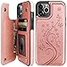 Vaburs Compatible with iPhone 12 Pro Max Case Wallet with Card Holder,Embossed Butterfly Pattern PU Leather Double Magnetic Buttons Flip Shockproof Cover for iPhone 12 Pro Max 6.7 Inch(Rose Gold)