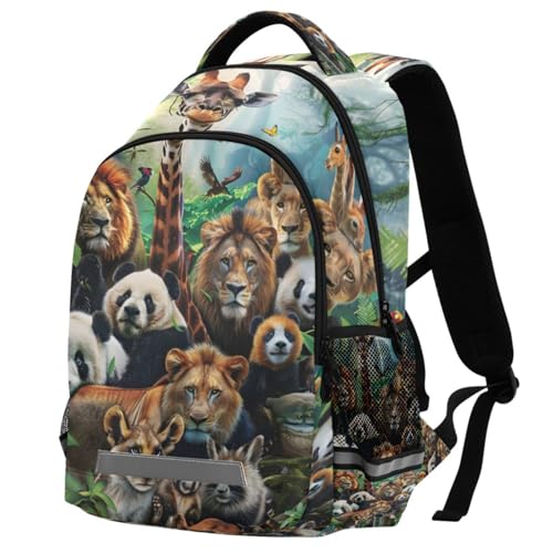 Africa Animals School Backpack for Kids Laptop Bookbag with Reflective Strip 17in2