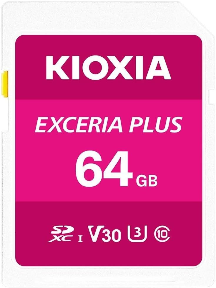 Kioxia 64GB Exceria Plus SD Memory Card SDXC UHS-I U3 Class 10 V30 4K Video Recording LNPL1M064GG4