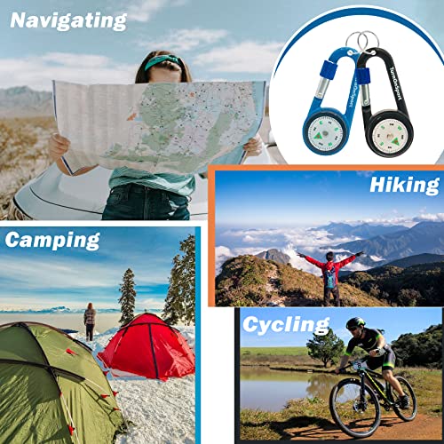 Carabiner Clip On Compass Hiking - Compact Compass Keychain Backpacks | Small Pocket Magnetic Compass Keychain For Kids - Hiking Compass Twist Lock | Keyring Keychains Outdoor Survival Camping 2 Pcs #TOP5