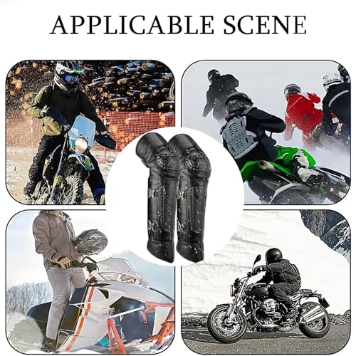 Image of Motorcycle Knee Pads, Leg Warmer, Cold Protection, Adjustable Straps - Protective Gear for Motocross, Snowmobiling, Urban Riding