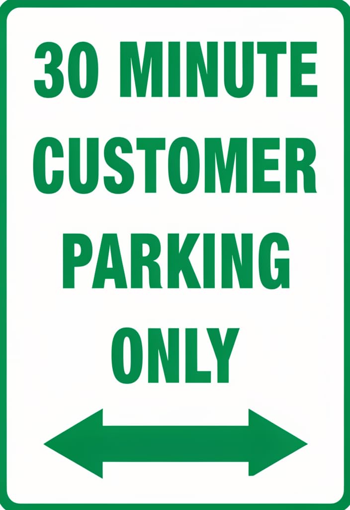 peiyeety 30 Minute Customer Parking Only Tin Sign 12x8 Inch, Green & White Metal Parking Sign with Double Arrow, Bold Easy-Read Business Lot Notice for Storefront, Office, Retail, Home Garage Decor