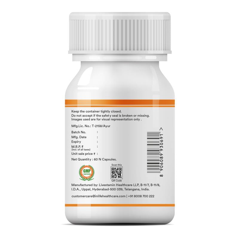 INLIFE Curcumin C3 Complex (95% Curcuminoids) 500 mg Turmeric with BioPerine (Piperine) Extract Supplement 5 mg - 60 Capsules (Pack of 2) - Image 5 thumbnail